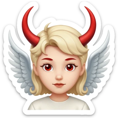 mush up the devil emoji with the angel one, I want it to be angel with devil horns sticker