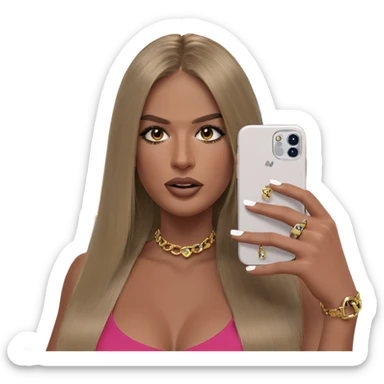girl with phone and jewelry sticker