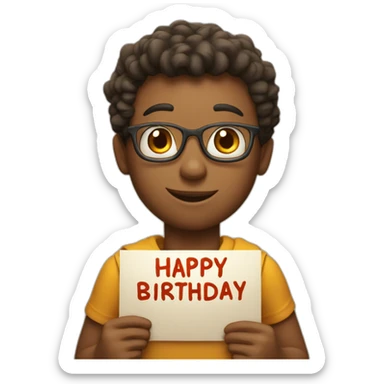 Student holding a sign that says "Happy Birthday KNUKIM"  sticker