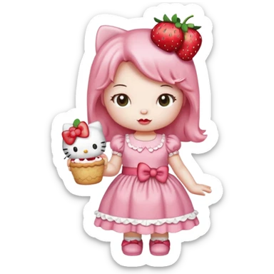 hello kitty strawberry shortcake pink sticker