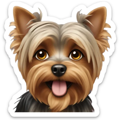 yorkshire terrier dog with a girl who has brown curly hair sticker