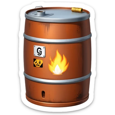 generate a realistic rust-free metal natural gas barrel sticker