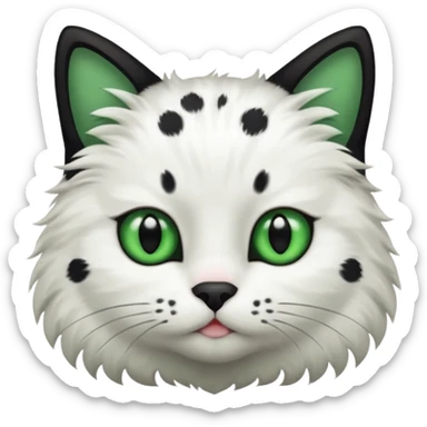 um gato branco com manchas pretas  olho preto e verde só manchas pretas sticker