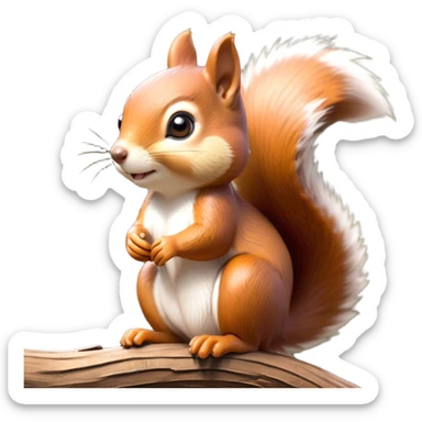 Cinematic Adorably Cute Squirrel Portrait Emoji, Perched with an alert, twinkling gaze and a playful tilt of its head, showcasing a small, nimble body with a bushy tail and delicate whiskers, Simplified yet irresistibly adorable features, highly detailed, glowing with a warm, sunlit glow, high shine, energetic and sprightly, stylized with an air of woodland whimsy, soft glowing outline, capturing the essence of a joyful squirrel that appears ready to scamper out of the screen with boundless charm! sticker