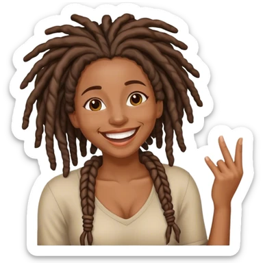 Black woman with locs having fun sticker