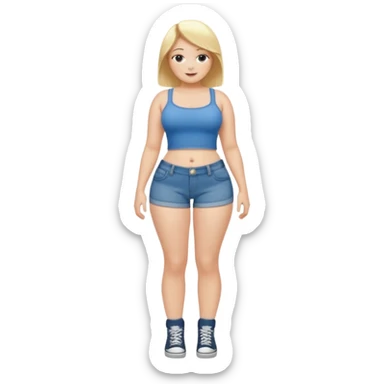 curvy body teen girl huge ass with super short jeans no shirt no bra blonde full body long hair huge boobs legs spread  sticker