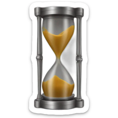 An solid metal hourglass cup with hallow ends for liquid sticker