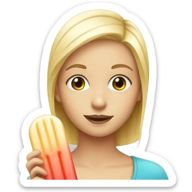 blonde girl with popsicle sticker