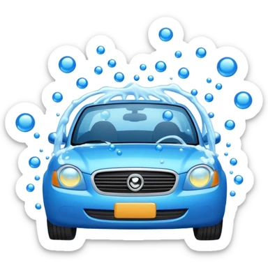 create me an image for a vertical in my super app, Car wash, entering the auto wash machine with soup...etc sticker