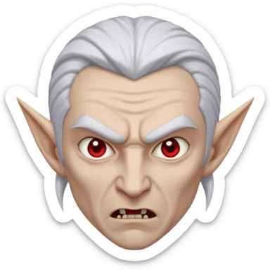 dark elf man, white hair, angry sticker