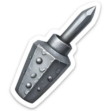 small, fat metal nail with a hammered look sticker