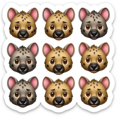mach mir ein 10er packed mit Hyänen emojis für meinen discord in anime style sticker