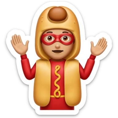 a hero who wear Hotdog costume  with a hero mask  sticker
