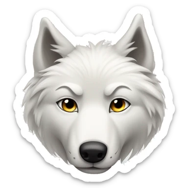 a shy white wolf who puts his paws over his eyes sticker