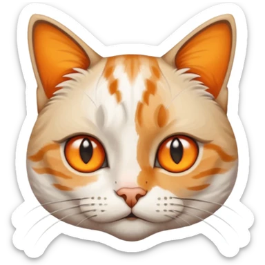 Mix of white and tabby cat with orange smudge on the nose looks at you curiously but also disapprovingly sticker