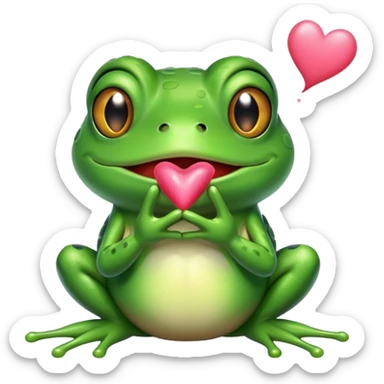 Te amo with a frog blowing a kiss sticker