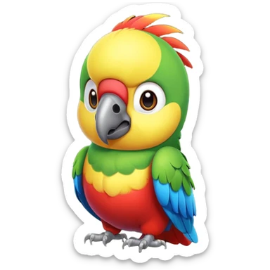 exotic parrot character, colorful feathers, cute face, 3D cartoon, mobile game icon style, clean background, no text, no watermark
 sticker