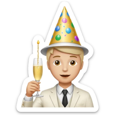 una festa di compleanno con una camicia bianca sticker