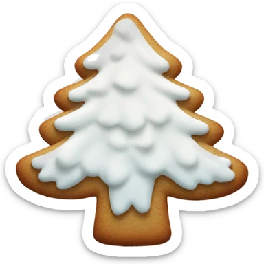 white frosted gingerbread cookie shaped like a pine tree sticker