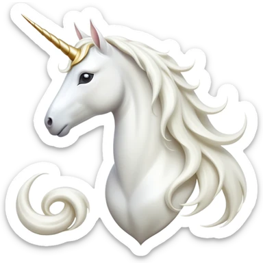cinematic-beautiful-white-unicorn-emoji,-poised-and-regal,-with-a-slender,-ethereal-form-draped-in-a-pristine-white-color,-a-flowing-mane-and-tail,-and-a-white,-spiraled-horn-that-radiates-pure-light,-simplified-yet-sharp-and-majestic,  sticker