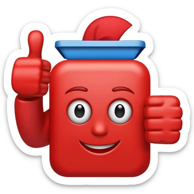 crea un dedo de like en color rojo al centro debe ir la frase caja cusco sticker