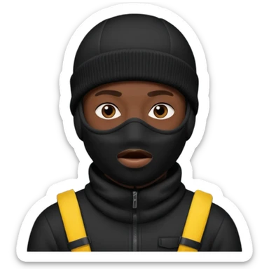 Black man in full ski mask sticker