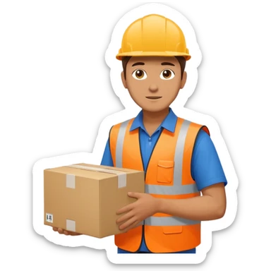 create a realistic emoji of a logistic worker in different weather situuations sticker