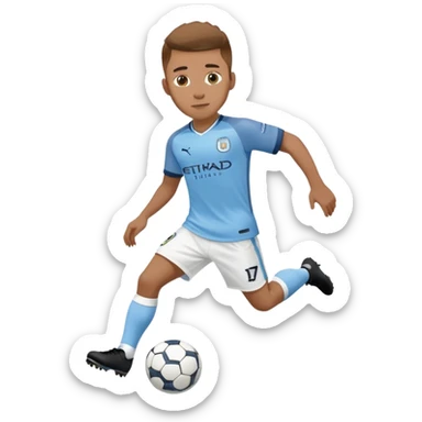 Soccer player wearing Manchester City sky blue jersey and white shorts sticker