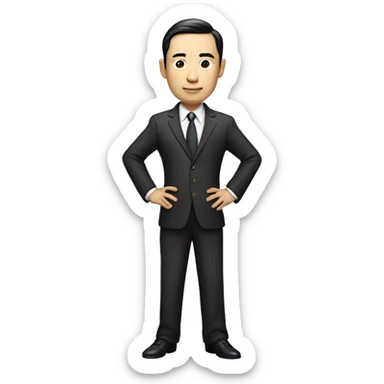 rich chinese man with narrow eyes full length in suit sticker