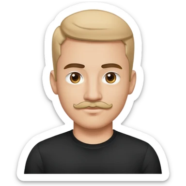 tech bro black shirt small mustache sticker