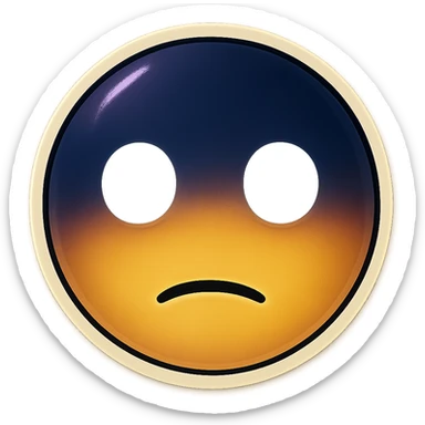 Edit the emoji to have a completely empty and expressionless face, as if it has come to a dark realization. The eyes should be wide and blank, showing only emptiness and despair, with no tears or sadness. Remove all white or light outlines in the line art. The face should be a plain round yellow with a dramatic dark blue and purple shadow on the upper half. Keep the style minimal and emoji-like, not realistic or horror. Transparent background. sticker