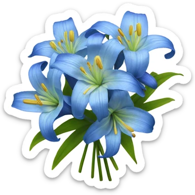 Blue lilies bouqet with bow sticker