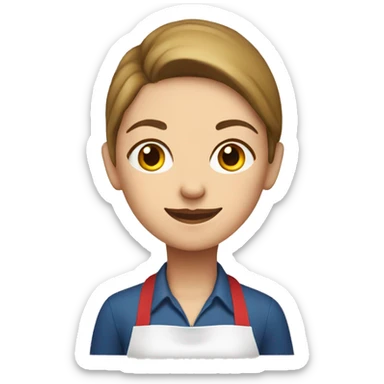 Lady wearing white shirt and red apron  sticker