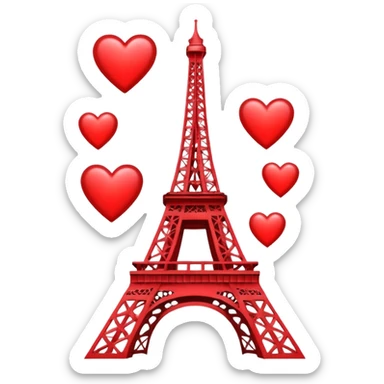 Eiffel Tower with hearts around it sticker