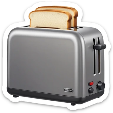 A low-resolution 8-bit pixel art emoji of a toaster, blocky and retro-style, with visible square pixels and a limited color palette. sticker
