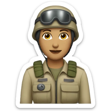 operator dressed in khaki color with a milatary helmet, without glasses, preferably female black sticker