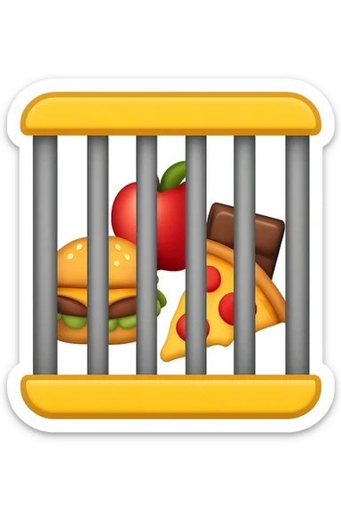 Disturbi alimentari quindi cibo visti come una gabbia stile emoji iphone. sticker