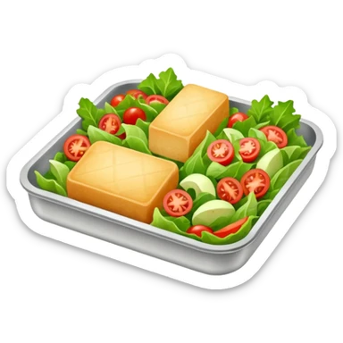 rectangle tray meal with  salad sticker