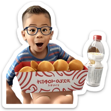 boys enjoying food together sticker