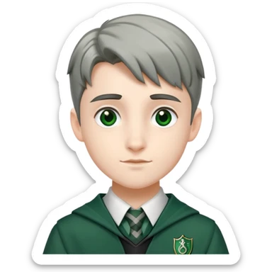 Student wearing Hogwarts Slytherin uniform with green and silver colors sticker