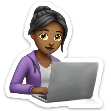 girl working from a laptop in SMM sticker