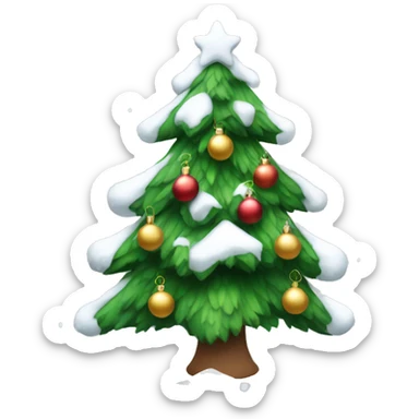 christmas tree with snow and ornaments  sticker