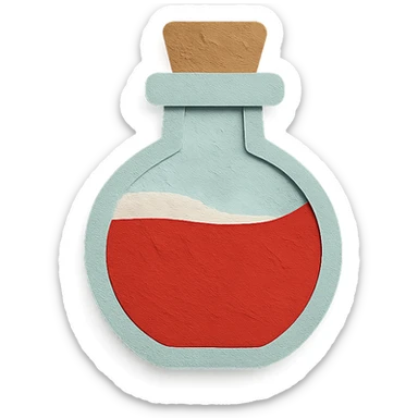 paper craft style health potion with layered paper look and red liquid sticker