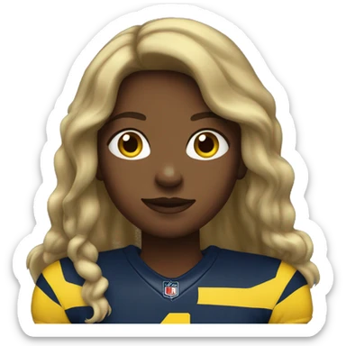 Girl wearing Michigan football shirt long hair sticker