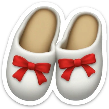 Slippers with a red bow sticker
