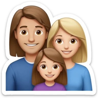 happy white family with one brown hair dad, one brown hair mom, one blonde girl, and one brown hair girl sticker