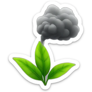 black powders, breath, green plant sticker