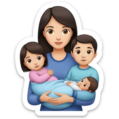 Working mom 2 kids older boy baby girl sticker