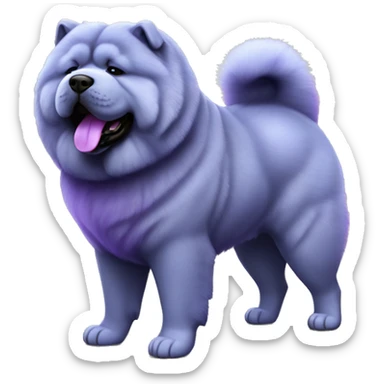 Full body blue Chow chow with purple tongue, photorealistic 4k sticker