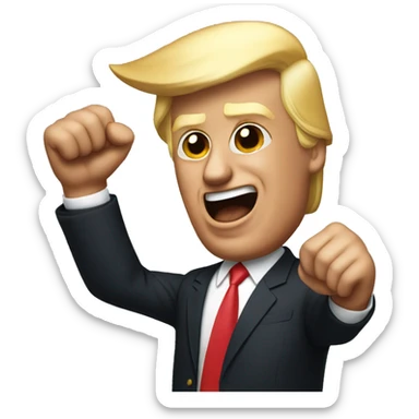 Donald Trump with fist in the air celebrating sticker